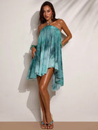 Robe dos nu asymétrique avec décoration florale en métal pour femmes